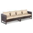 2 Pieces Patio Furniture Sofa Set with Cushions and Sofa Clips-Brown For Cheap