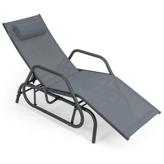 Outdoor Chaise Lounge Glider Chair with Armrests and Pillow-Gray Online