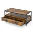 Coffee Table with 2 Drawers and Open Shelf for Living Room-Rustic Brown Online now