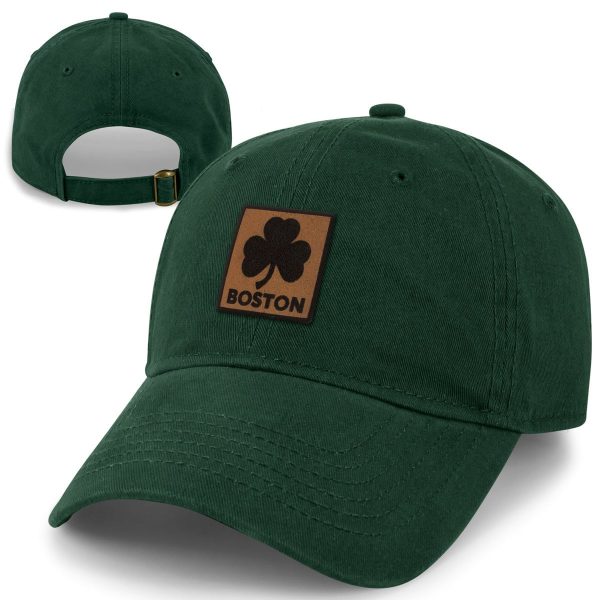 Boston Shamrock Leather Patch Dad Hat Hot on Sale