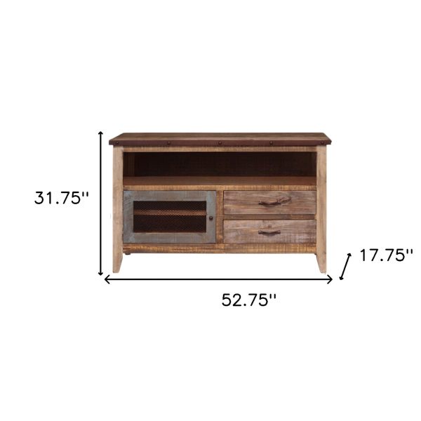 53  Brown Solid Wood Cabinet Enclosed Storage Distressed TV Stand For Cheap