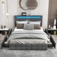 Upholstered LED Bed Frame with Headboard and 4 Drawers-Full Size Supply