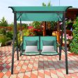 2 Person Patio Swing with Weather Resistant Glider and Adjustable Canopy-Green Online Sale