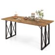 67 Inch Patio Rectangle Acacia Wood Dining Table with Umbrella Hole For Cheap