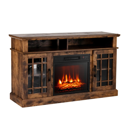 48 Inch Electric Fireplace TV Stand with Cabinets for TVs Up to 55 Inch-Brown Online Hot Sale