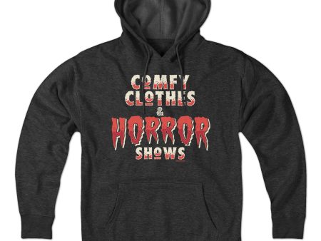 Comfy Clothes & Horror Shows Hoodie For Sale