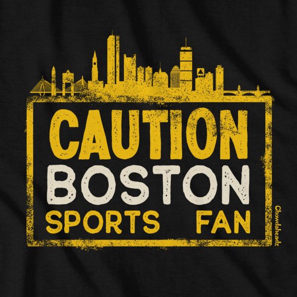 Caution Boston Black & Gold T-Shirt Hot on Sale