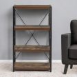 43  Brown and Black Metal and Wood Three Tier Etagere Bookcase For Sale