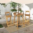 Bar Height Table with Umbrella Hole and Slatted Tabletop for Outdoors Online Sale