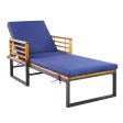 Adjustable Cushioned Patio Chaise Lounge Chair with 4-Level Backrest-Navy Hot on Sale