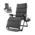 Adjustable Metal Zero Gravity Lounge Chair with Removable Cushion and Cup Holder Tray-Gray Sale