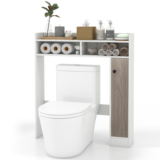 Bathroom Over the Toilet Floor Storage Organizer with Adjustable Shelves-White Online now