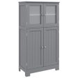 Bathroom Floor Storage Locker Kitchen Cabinet with Doors and Adjustable Shelf-Gray Cheap