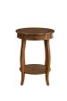 24  Brown Solid Wood Round End Table With Shelf Sale