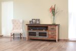 61  Brown Solid Wood Cabinet Enclosed Storage Distressed TV Stand Fashion