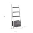 69  Gray and White Wood Ladder Bookcase With Two drawers Online Sale