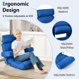 Adjustable Folding Sofa Chair with 6 Position Stepless Back-Blue on Sale