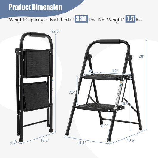 2-Step 3-Step Ladder with Wide Anti-Slip Pedal-2-Step Cheap