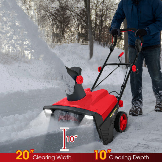 20 Inch 120V 15Amp Electric Snow Thrower with 180° Rotatable Chute-Red Sale