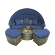 Outdoor PE Wicker Round Daybed with Retractable Canopy and Cushions-Navy For Discount