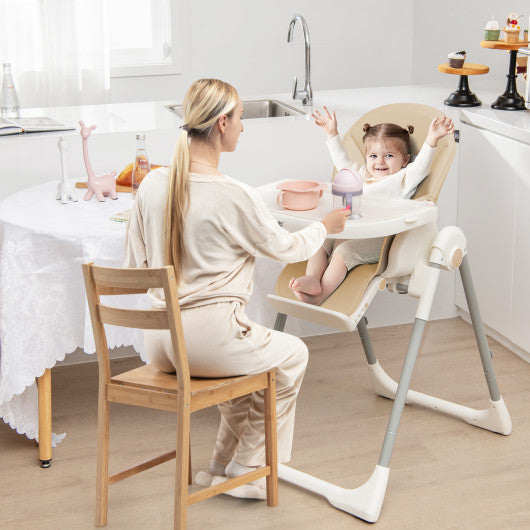 4-in-1 Foldable Baby High Chair with 7 Adjustable Heights and Free Toys Bar-Yellow Supply