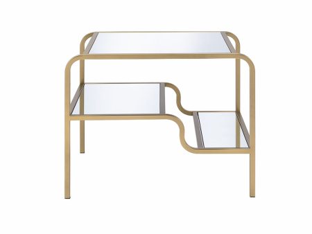 23  Gold And Clear Glass End Table With Two Shelves Online