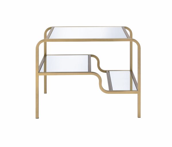 23  Gold And Clear Glass End Table With Two Shelves Online