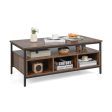 3-Tier Industrial Style Coffee Table with Storage and Heavy-duty Metal Frame-Coffee Sale