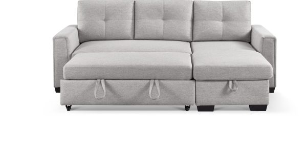 92  Light Gray Polyester Blend Convertible Futon Sleeper Sofa With Black Legs Online