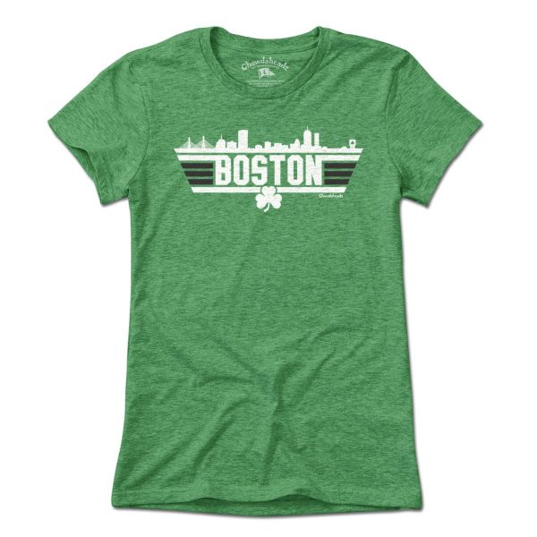 Boston Top Town Shamrock T-Shirt For Sale