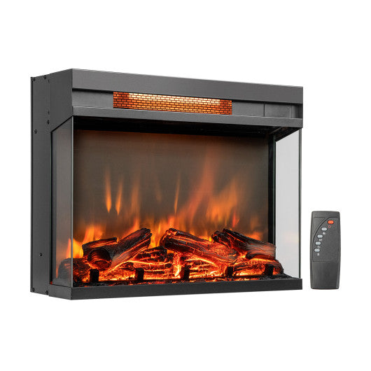 23-inch 3-Sided Electric Fireplace Insert with Remote Control-Black Online Hot Sale