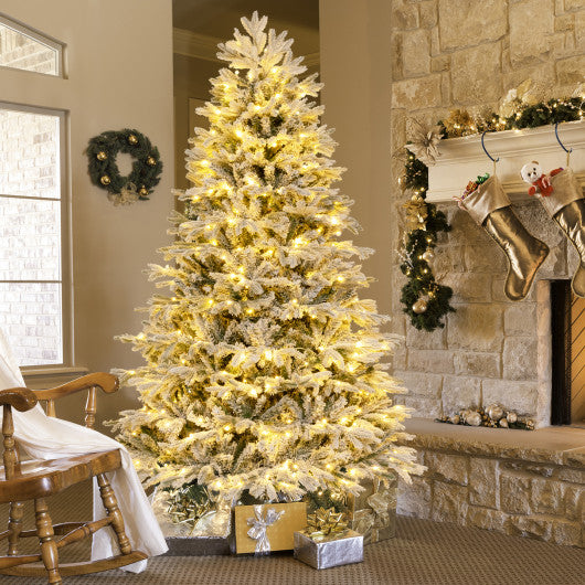 4.5 6 7 FT Artificial Pre-Lit Christmas Tree Hinged Xmas Tree with Warm White LED lights-7 ft Online