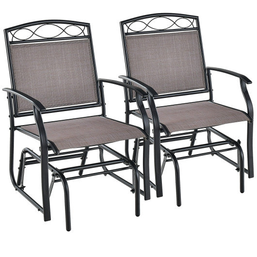 Set of 2 Outdoor Metal Glider Armchairs with Weather-resistant Fabric Fashion