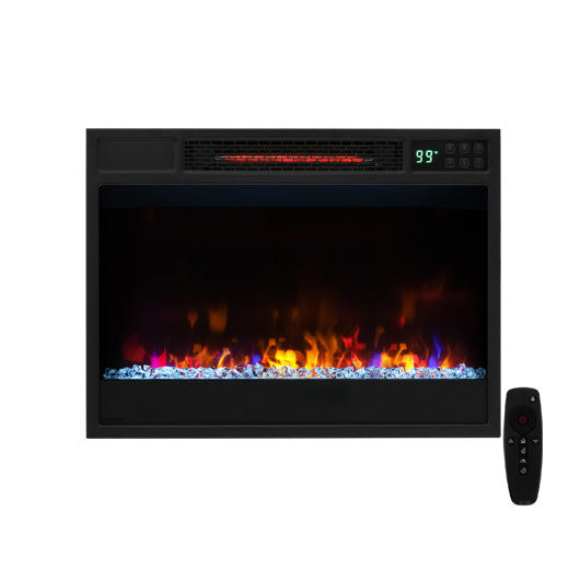 23 Inch 1500W Recessed Electric Fireplace Insert with Remote Control-Black Supply