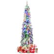 4 5 6 Feet Pre-Lit Artificial Christmas Tree Snow-Flocked Slim Pencil Xmas Decor-5 ft Discount