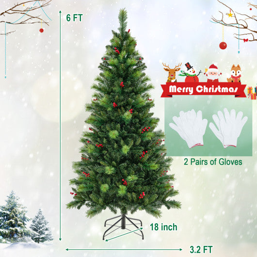 6 7 8 Feet Pre-Lit Artificial Christmas Tree with 300 400 500 LED Lights-6 ft Online now