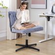 Armless Office Chair no Wheels, Ergonomic Wide Seat Swivel Desk Chair, Height Adjustable Cross Legged Comfortable Computer Chair for Living Room, Van Discount