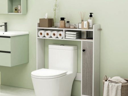 Bathroom Over the Toilet Floor Storage Organizer with Adjustable Shelves-White Online now