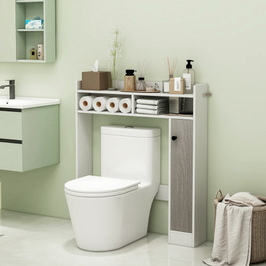 Bathroom Over the Toilet Floor Storage Organizer with Adjustable Shelves-White Online now