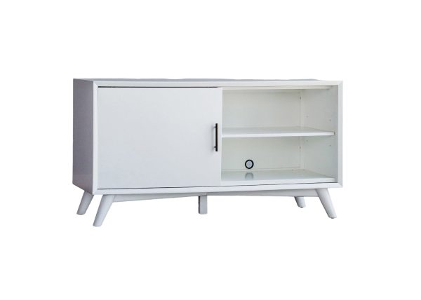 50  White Solid Wood Cabinet Enclosed Storage TV Stand Discount