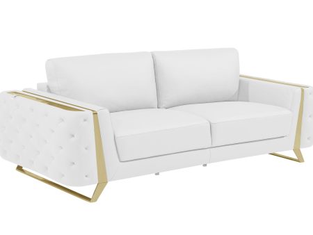 90  White Italian Leather Sofa With Gold Legs Online Sale