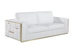 89  White Italian Leather Sofa With Brass Legs Online now