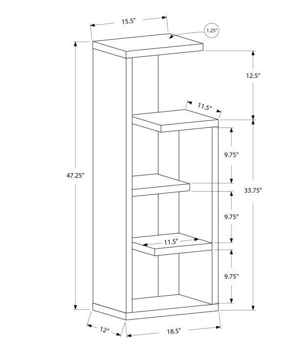 47  Dark Taupe Wood Etagere Bookcase For Cheap