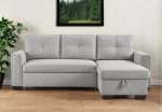 92  Light Gray Polyester Blend Convertible Futon Sleeper Sofa With Black Legs Online