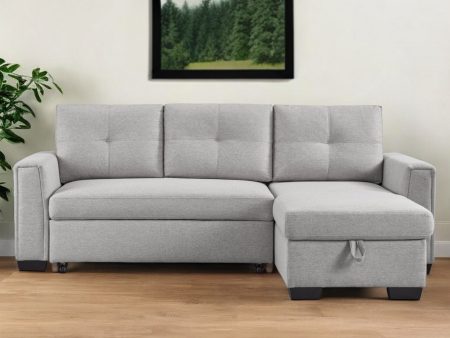 92  Light Gray Polyester Blend Convertible Futon Sleeper Sofa With Black Legs Online