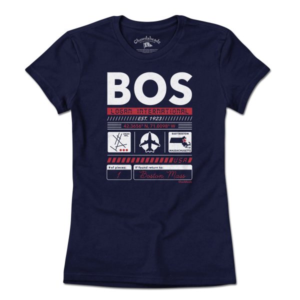 BOS Airport Code T-Shirt Online Hot Sale