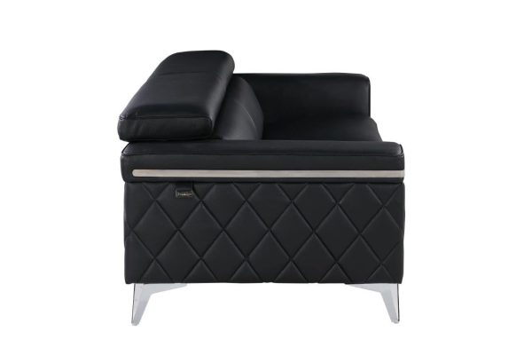 89  Black Italian Leather Sofa With Silver Legs Online now