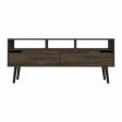 54  Dark Brown Walnut Enclosed and Open Storage TV Stand Cheap