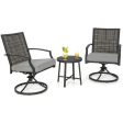 3 Piece Patio Swivel Chair Set with Soft Seat Cushions for Backyard Sale