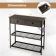 Narrow Console Table with 2 Drawers and 2 Metal Mesh Shelves-Gray For Sale